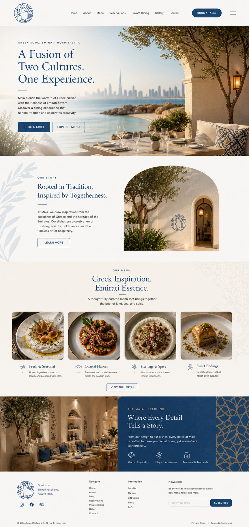 Maia Restaurant project screenshot